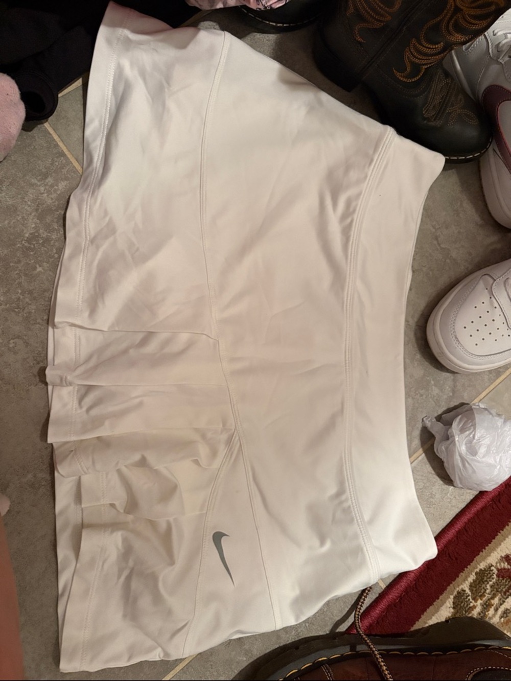 Nike White Athletic Tennis Skort with Silver Swoosh